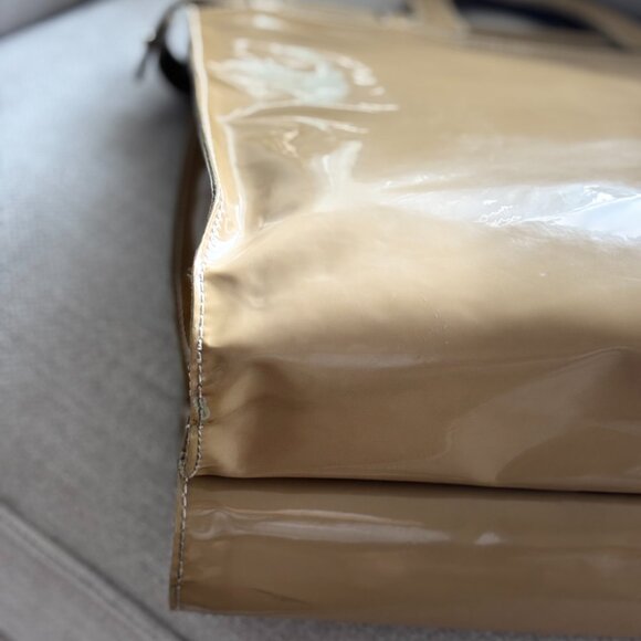 Barneys New York Large Vintage Tote Patent Leather Work Camel Made in Italy - Picture 11 of 13